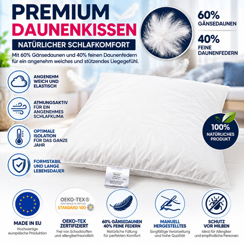 Daunenkissen luxe kopfkissen - daunenkissen,